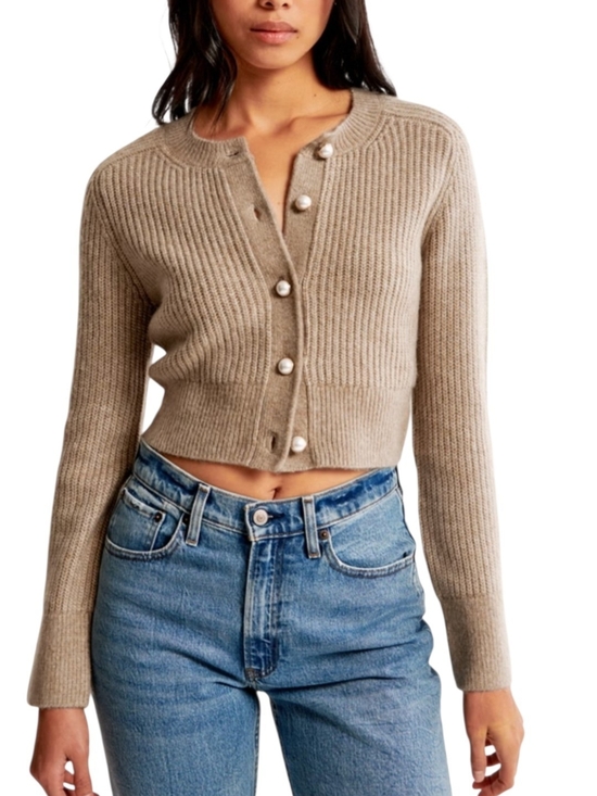 Abercrombie & Fitch Sweaters - NWT Abercrombie & Fitch XS Merino Wool Blend Pearl Button Cardigan Beige